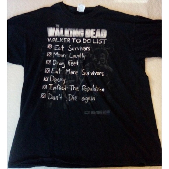 The Walking Dead Shirt Walker To Do List Men XL Zombies Fruit Of The Loom TV Y2K - Picture 4 of 6